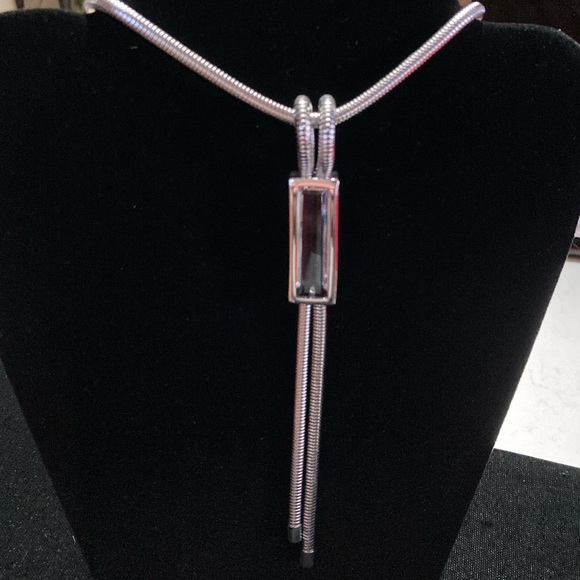 TOCARA. MARGARET Vitrum & Stainless Steel Necklace. 30” + 2” snake chain - Picture 2 of 4